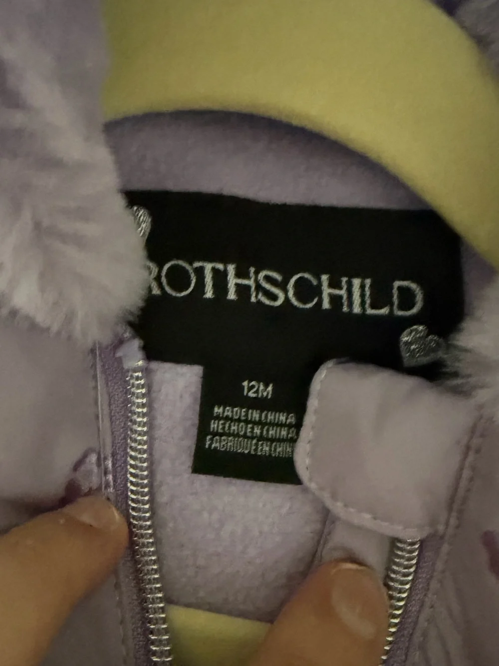 NWT Rothschild Baby Girl 12M Lilac Floral Foil Print Wave Quilt Puffer W/Mittens